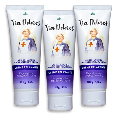 Creme Relaxante Tia Dolores 100gr WNF Alívio Muscular - 3 Un. (FRETE GRÁTIS)