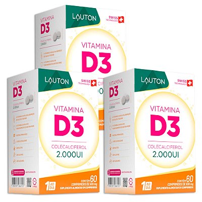 Vitamina D3 2000UI 60 Comprimidos Lauton - 3 Unidades