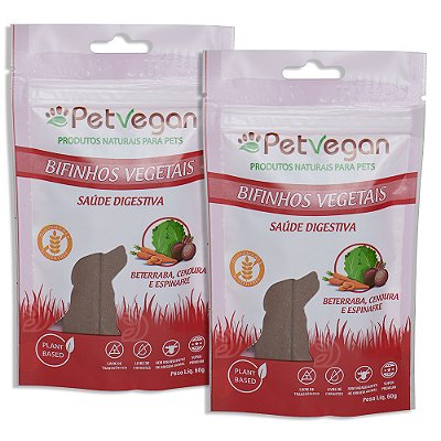 Bifinho PetVegan Vegetais 60g | 100% Vegano Sem Glúten 2 Un.