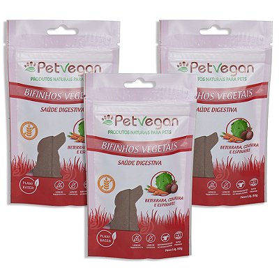 Bifinho PetVegan Vegetais 60g | 100% Vegano Sem Glúten 3 Un.
