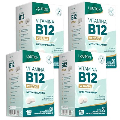 Vitamina B12 Vegana 60 Comprimidos Lauton - 4 Unidades (FRETE GRÁTIS)