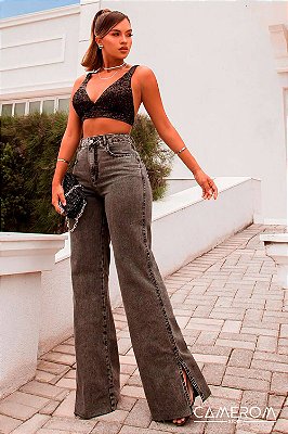 Calça Jeans Black Wide Leg  Beatriz