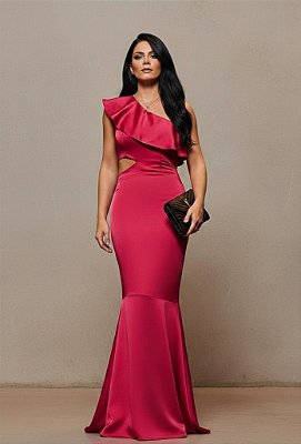 Vestido Longo em Cetim Pink Sandra