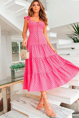 Vestido Midi Rosa Romance