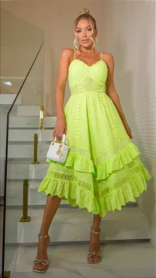 Vestido Midi Assimétrico de Laise Verde  Fay