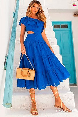 Vestido Midi de Laise Azul Royal