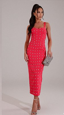 Vestido Midi Cor Goiaba Positano