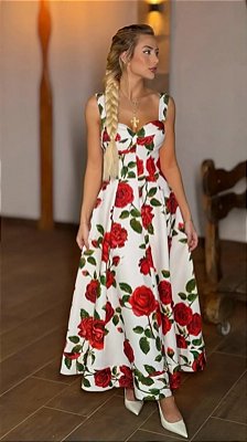 Vestido Midi estampado Flores Jany
