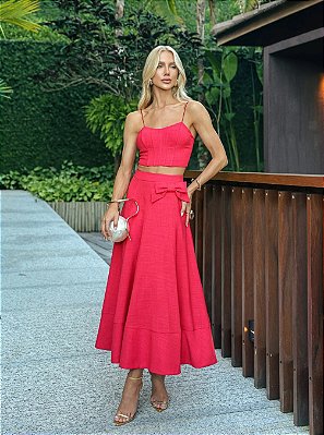 Conjunto de Crepe Vermelho