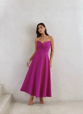 Vestido Longuete Borboleta Fúcsia