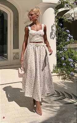 Conjunto Midi Floral em Crepe La flora