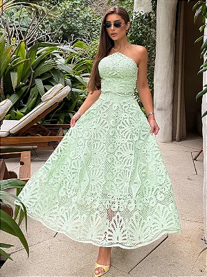 Conjunto Midi em Renda Verde Menta Tina