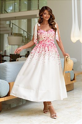 Vestido Midi Estampado Floral Delight