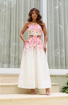 Vestido Midi Estampado Rose