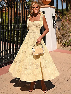 Vestido Midi Amarelo Gold