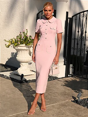 Vestido Midi Rosa Classic