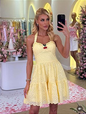 Vestido Curto Laise Amarelo Cerejas