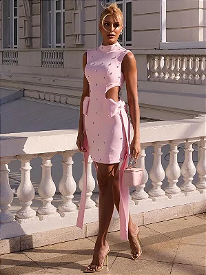 Vestido Curto Rosa Leona