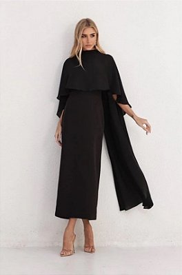 Vestido Midi Capa Preto Joy