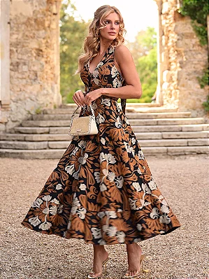 Vestido Frente Unica Saia Godê Floral | Le Jardin