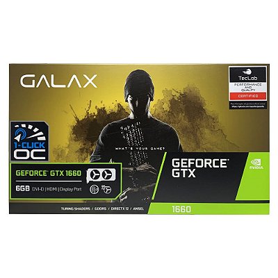 Placa de Vídeo GPU Nvidia GTX1660 6GB 1CLICK OC G5 192BITS  Galax  60SRH7DSY91C