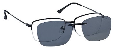 Armação Óculos De Grau Masculino Clipon Metal Fio Nylon Polarizado Uv400 Preto Tx 9142