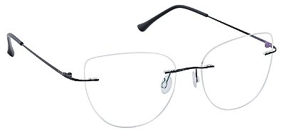 Armação Óculos De Grau Balgriff Titanium Estilo Gatinho Preto Tx 689