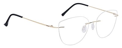 Armação Óculos De Grau Feminino Balgriff Titanium Sem Aro Gatinho Dourado Tx 687