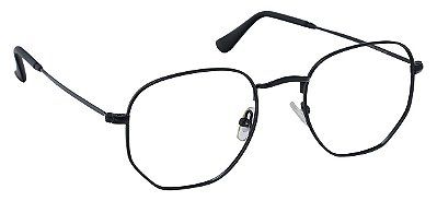 Armação Óculos De Grau Hexagonal Retro Metal Preto Tx PZ9G50