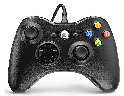 Controlador com fio para Xbox 360, controlador de jogo para 360 com dupla vibração Turbo Compatível com Xbox 360/360 Slim e PC Windows 7,8,10,11 Preto