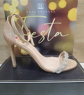 SANDÁLIA FESTA  87195 LUREX CHAMPAGNE / PEDRAS CRISTAL