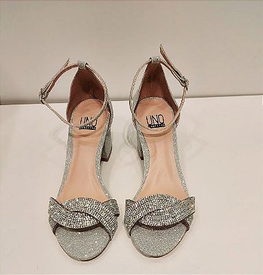 SANDÁLIA 107110 PRATA LUREX / PEDRAS CRISTAL