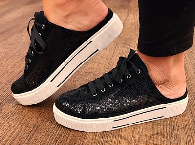 TÊNIS MULE 314477 PRETO / PAETÊ PRETO