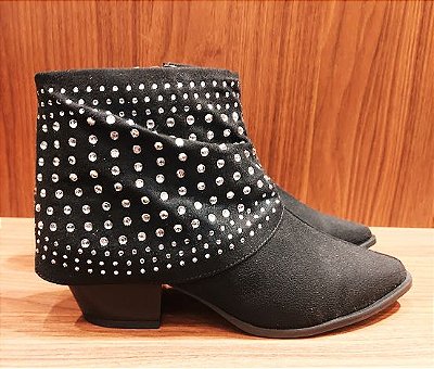BOTA  382014 PRETO / PEDRAS CRISTAL