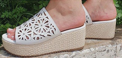 TAMANCO ANABELA COURO 994083 BRANCO LASER FLORES