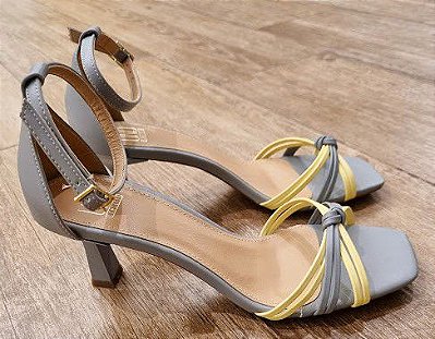 SANDÁLIA SALTO CARRETEL 96141 CINZA / AMARELO