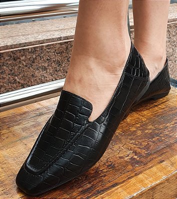 LOAFER EM COURO 79992 PRETO TEXTURIZADO