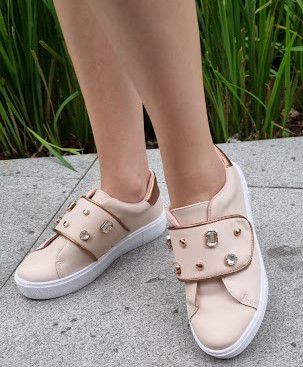 TÊNIS 927151 ROSE / ROSE METALICO / PEDRAS CRISTAL / FECHO  EM VELCRO