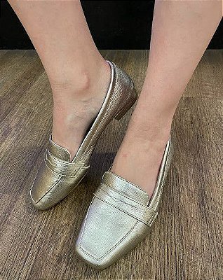 LOAFER EM COURO 111247 PRATA VELHO