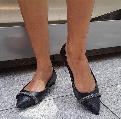 SAPATILHA 51205 PRETO /  DETALHE EM PEDRAS CRISTAL ONIX