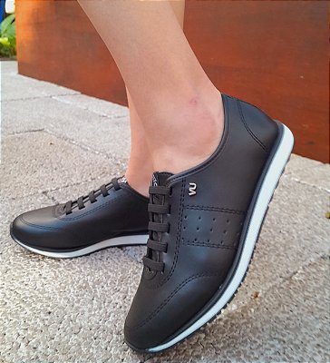 TÊNIS VIA UNO 166082 PRETO / COM CADARÇO EM ELÁSTICO