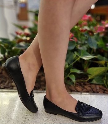 SAPATILHA CONFORTO 655763 PRETO / PRETO BRILHANTE