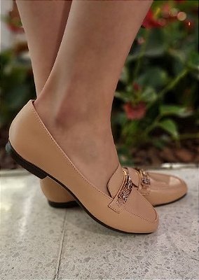 SAPATILHA CONFORTO 655801 NUDE PELE / FIVELA PEDRAS CRISTAL ROSE