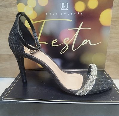 SANDÁLIA FESTA 87195 LUREX PRETO / PEDRAS CRISTAL