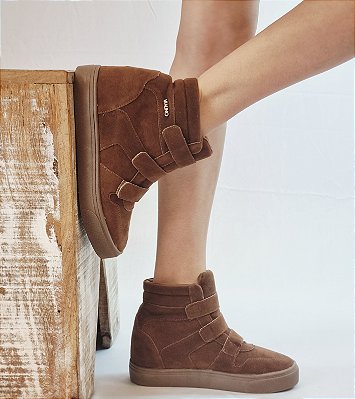 TÊNIS WEDGE SNEAKER VIA UNO 96001 CAMURÇA CARAMELO