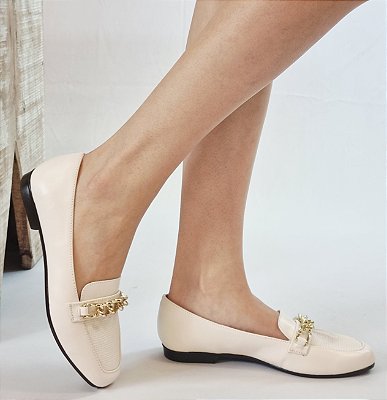 SAPATILHA CONFORTO 655946 OFF WHITE / CREME CORRENTE DOURADA