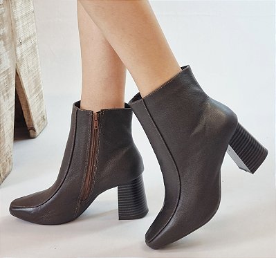 BOTA EM COURO 1121746 CAFÉ / BICO QUADRADO