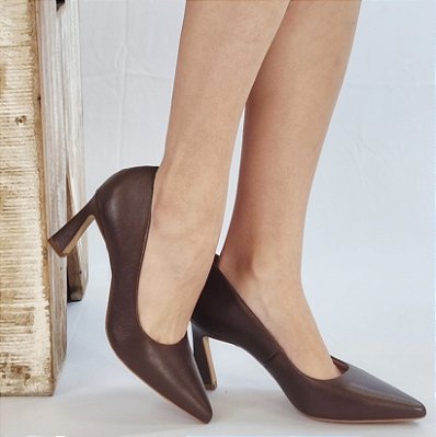 SCARPIN EM COURO 223730 MARROM