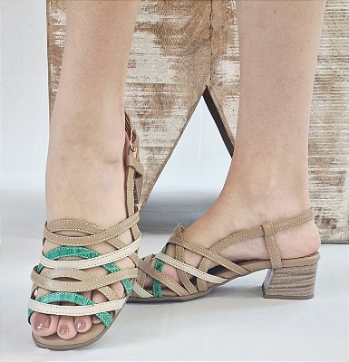 SANDÁLIA EM COURO 22003 TORRONE / TURQUESA / NEVE