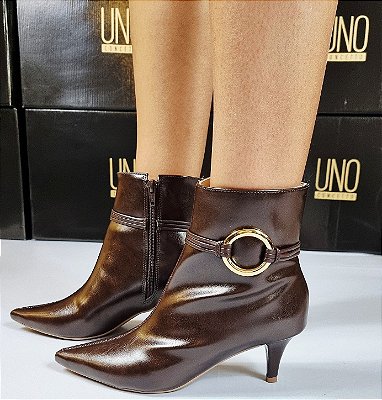BOTA 14270 BROWNIE MARROM / SALTO FINO / FIVELA DOURADA